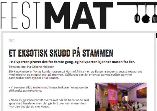 Horn of Africa reviewed in Norwegian food media